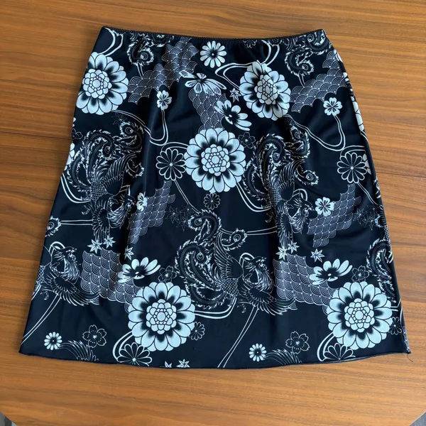 90s Vintage Rag Midi Skirt XL Floral Grunge Fairy Whimsigoth Y2K Ren Faire Beach - Image 8