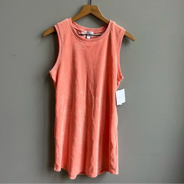 NEW BEYOND YOGA Out of Town Dress in Peach Blush NWT Terry Mini Dress Size XS - Image 4