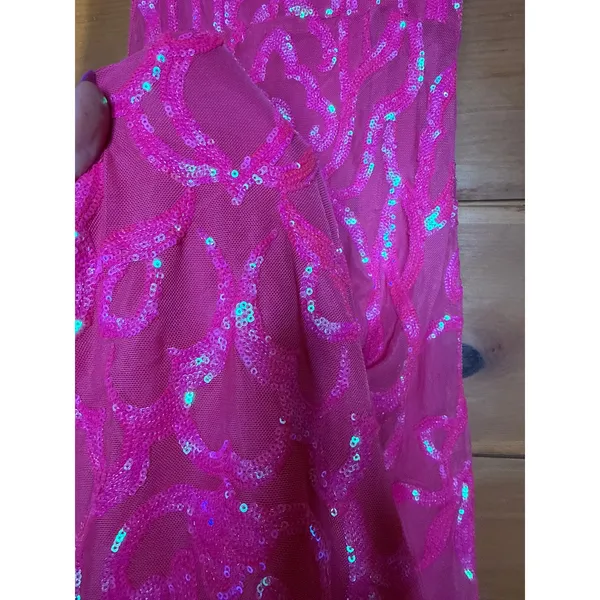 NWT Lulus Perfect Enchantment Hot Pink Sequin Lace-Up Mermaid Dress Ball Sz XXS - Image 5