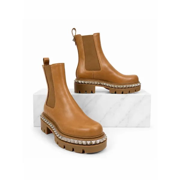 Christian Louboutin Emilia Pyraclou Studded Leather Chelsea Boots Size 37.5 - Image 2