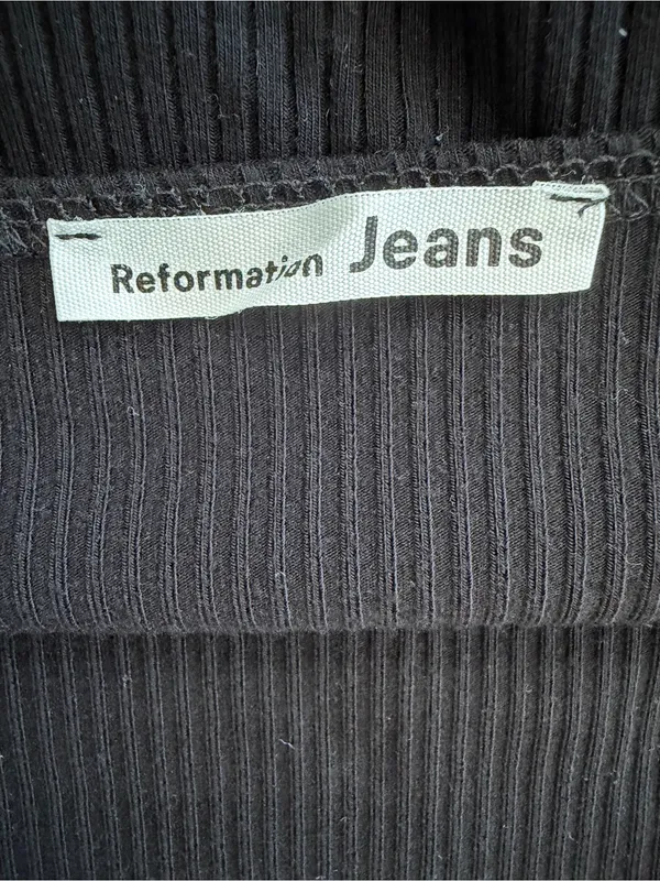 Reformation Black Ribbed Bodysuit - Image 3