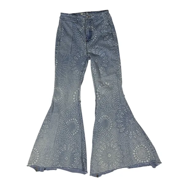 Free People Jeans Women's 27 Flare Bell Bottom High Rise Floral Paisley Festival - Image 2