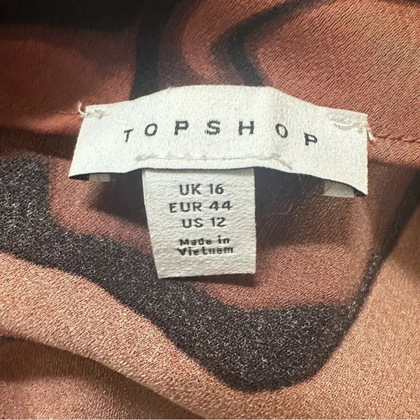 Topshop Open Back Marble Print Dress. Size 12. Black and Brown. - Image 7