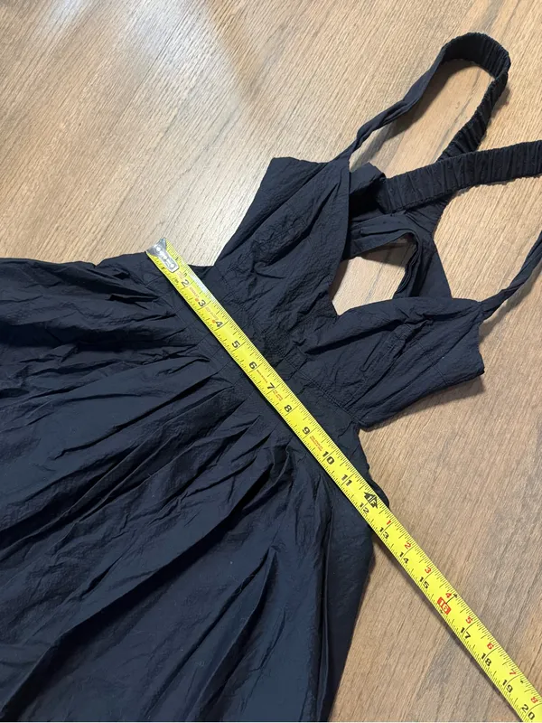 Anthropologie Maeve Black Babydoll Mini Dress with Cutout Back Detail: Size 6P - Image 8
