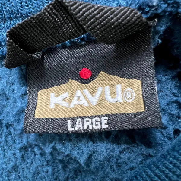 KAVU Fleece Pullover Quarter Zip Sherpa Jacket Outdoor Cozy Blue Large Travel‎ - Image 3