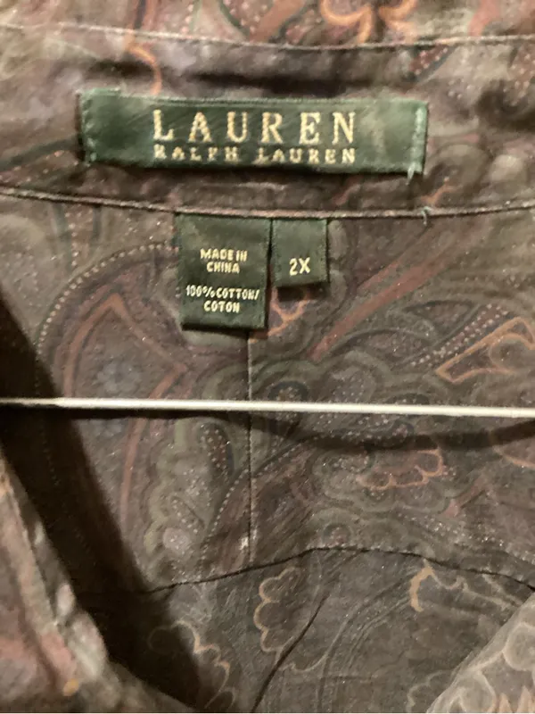 Ralph Lauren Plum and Brown Paisley Button-Up Shirt - Image 2