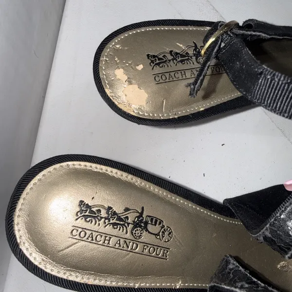 Coach & Four Black Classic Square Slingback Bow Minimalist Career Kitten Heels 9 - Image 7