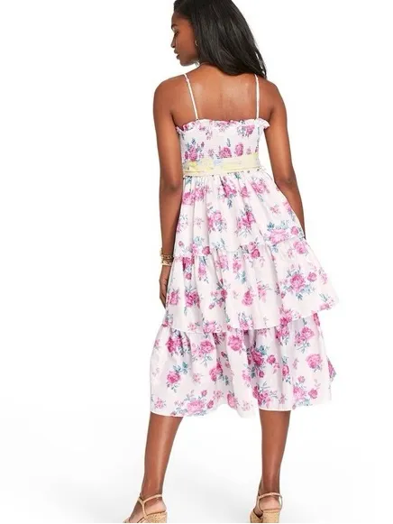 LoveShackFancy Elsie Pink Floral Tiered Smocked Sundress - Image 3