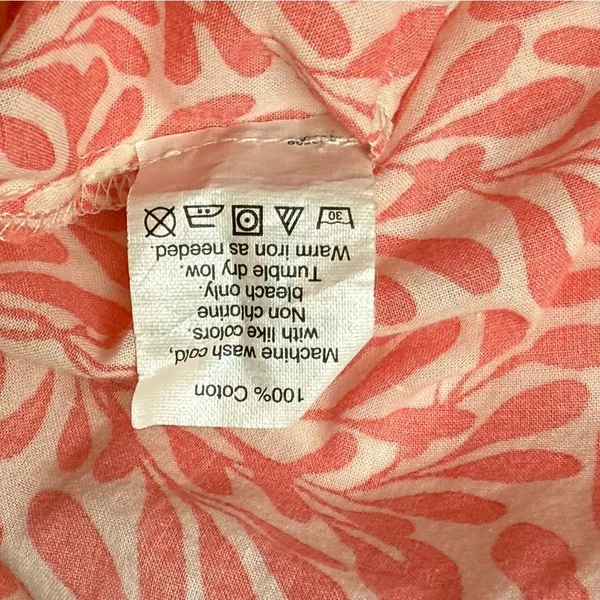J. Crew Coral Navy Floral Crepe 100% Cotton V-neck 3/4 Sleeve Tunic‎ Medium EUC - Image 7