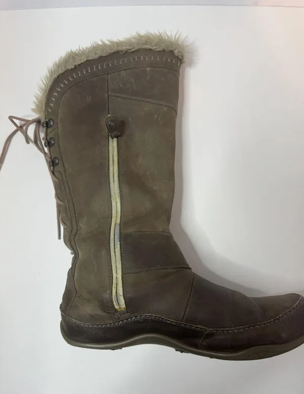Primaloft Gray Distressed Leather Boots Size 8.5 - Image 3