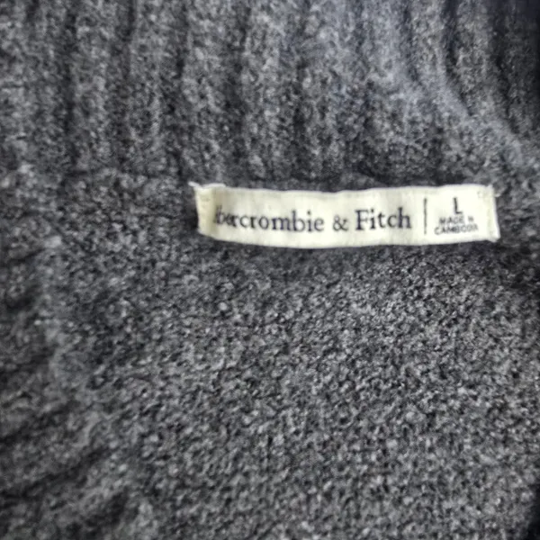 Abercrombie & Fitch Charcoal Gray V Neck Long‎ Sleeve Sweater Dress Size Large - Image 3