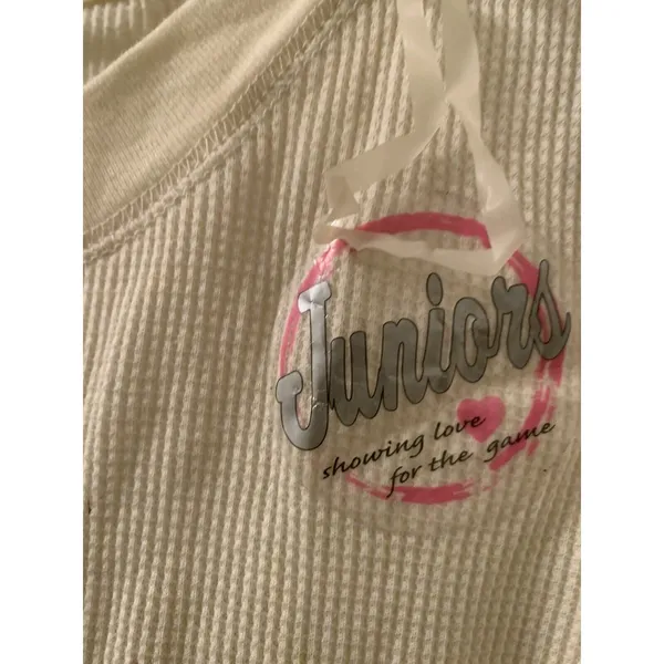 Virginia Tech Hokies Women's Juniors Thermal Waffle Knit Shirt Size M Beige - Image 3