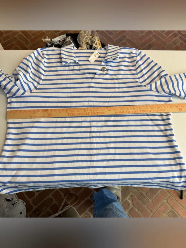 Talbots Breton Stripe Collar Sweatshirt‎ Nautical Preppy Coastal Resortwear 3X - Image 6