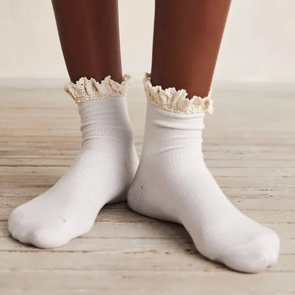 NWT Free People Beloved Waffle Knit Ankle Socks Gray Grey 1 Pair - Image 10