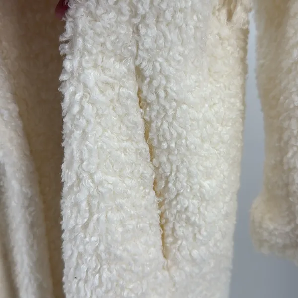 Scoop NYC Women's Cozy Cream Teddy coat Sherpa mid calf L new shawl collar - Image 11