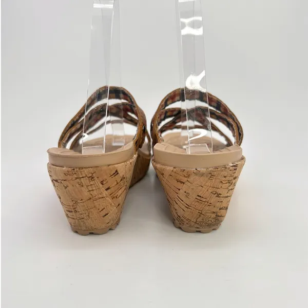 Crocs A-Leigh Leather Cork Wedge Sandals Brown Strappy Slip On Womens 8 Comfort - Image 7