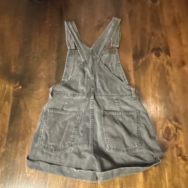 Free The People Ziggy Shortall XS‎ Black Wash Denim Overalls Distressed Grunge - Image 5