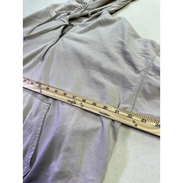 Aerie 1/4 Zip Hoodie Womens XS Oversized Pullover Hoodie Beige, 100% Cotton D49 - Image 6
