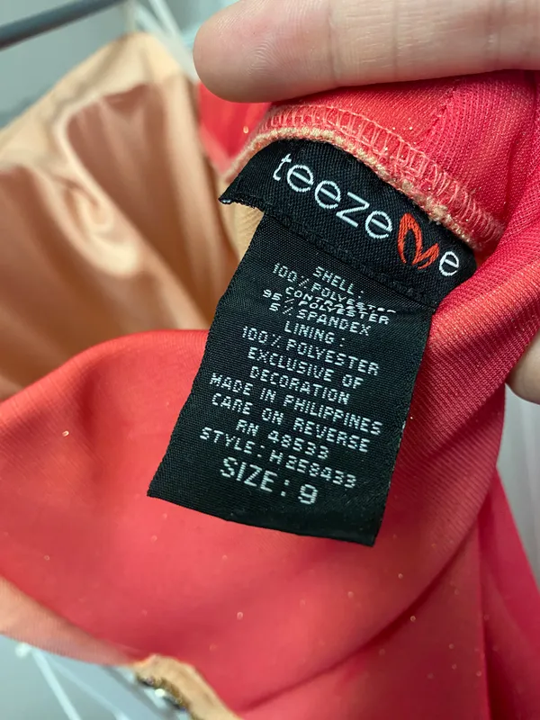 Macy's Orange and Pink Sheer Sequin Hi-Lo Dress - Image 9