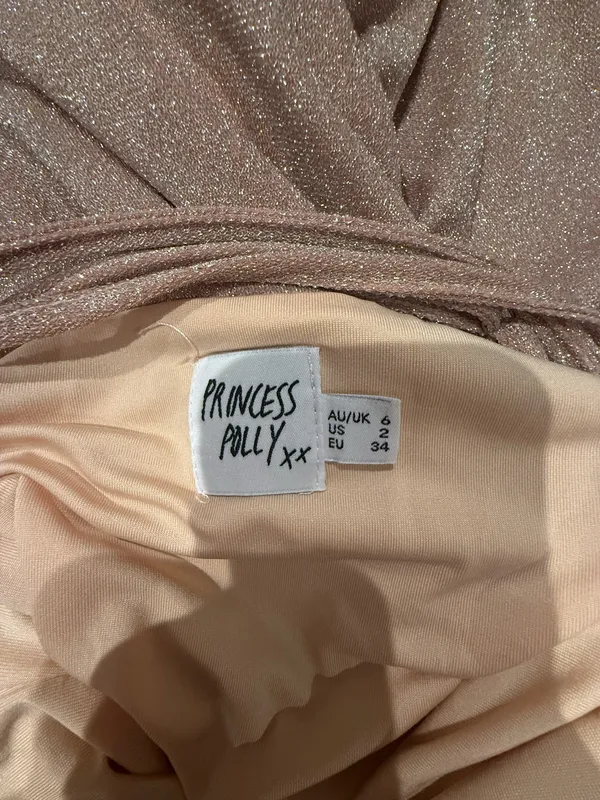 Princess Polly Champagne Glitter Dress - Image 3