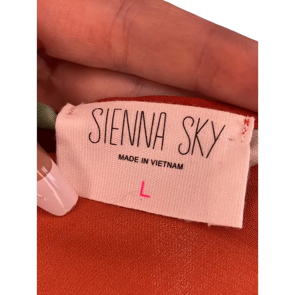Sienna Sky Rust Orange Floral Tie-Front Blouse | Size L - Image 4