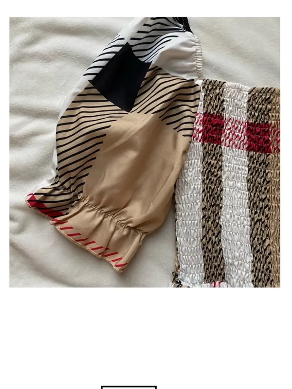 beige plaid smocked maxi dress Tan - Image 6