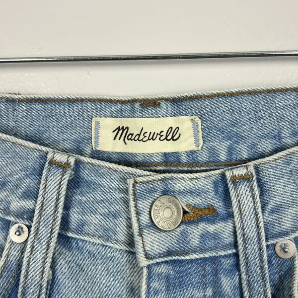 Madewell Classic‎ Straight Jeans Size 25 Blue Distressed High Rise Rigid Denim - Image 8
