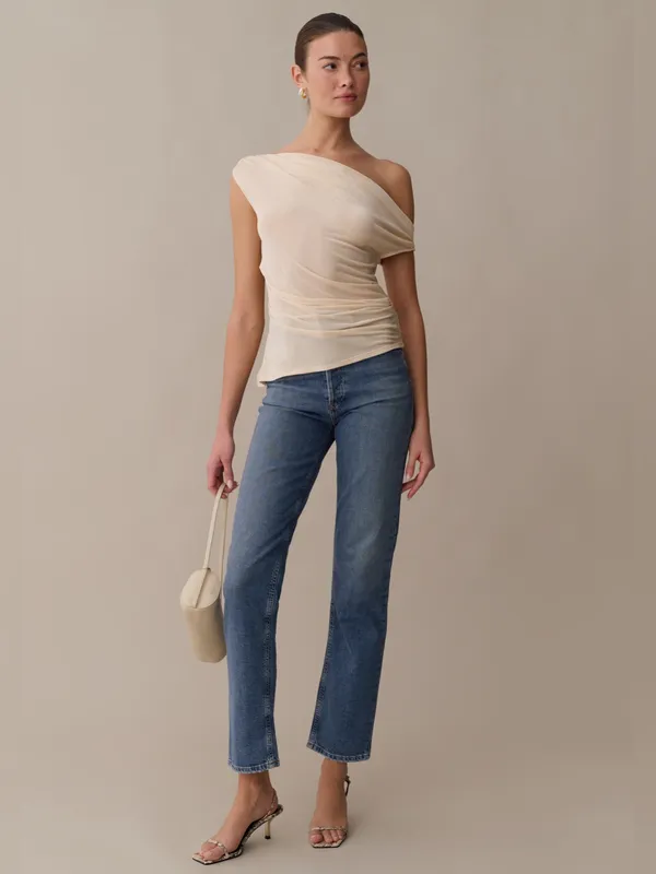 NWT Few Moda Myrine Top size 4 Champagne Cream Kourt off shoulder - Image 5