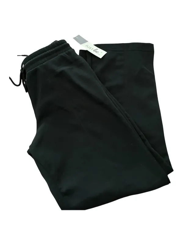 NWT Just Be Women’s Black Fleece Wide Leg, Pockets, ElasticWaist Sweatpants - Image 2