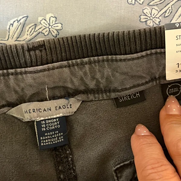 American Eagle Super High Rise Baggy Wide Leg Cargo Pants Gray 16 Short - Image 4
