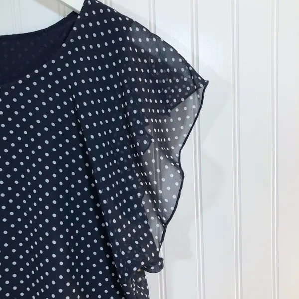 Mimi Chica Navy & White Polka Dot Flutter Sleeve Blouson Dress Size XS - Image 8