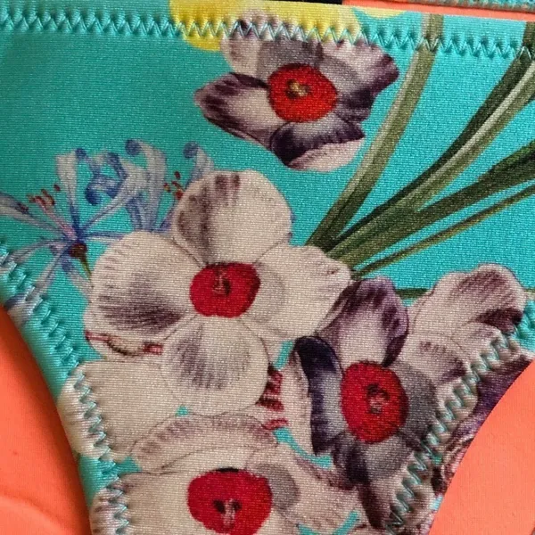 Blue Floral Cheeky Bikini Bottom - Image 2
