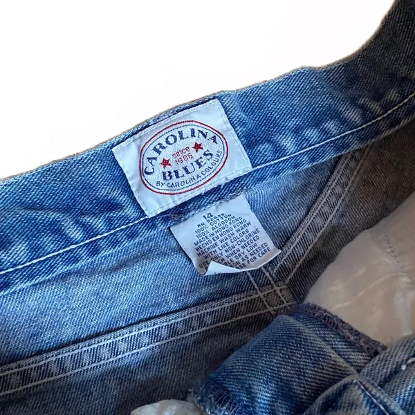 Vintage Y2K Boho Blue Denim Shorts with Decorative Hem 🔥 - Image 4
