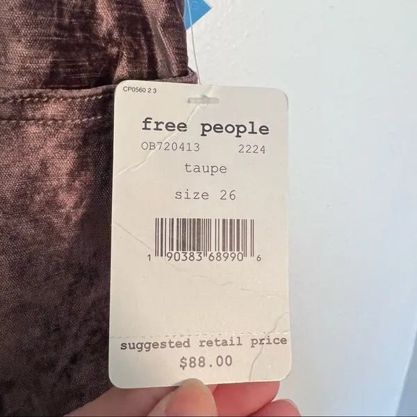 Free People Women's Size 26 Velvet Crop Flare Pants Taupe Brown Purple Stretch‎ - Image 11