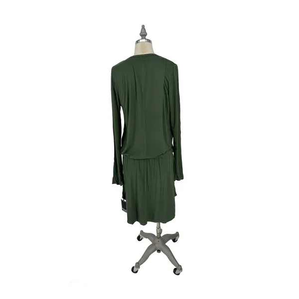 Michael Lauren Dress‎ Women's L Green Noel Long Sleeve V-Neck W/ Drawstring - Image 2