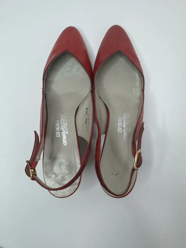 Saks Fifth Avenue Red Slingback Heels Size 7.5B - Image 3