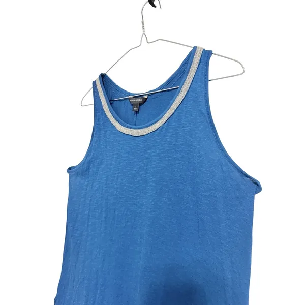 Banana Republic Blue Cotton Modal Tank Top Metallic Chain‎ Trim Size L - Image 6