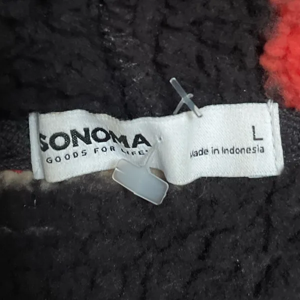 Sonoma‎ Black Star Pattern Fleece Hoodie Size Large NWOT - Image 7