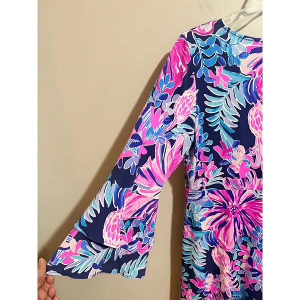 Lilly Pulitzer Raina‎ Dress Garden Getaway Large Excellent Tiered Bell Sleeve - Image 8