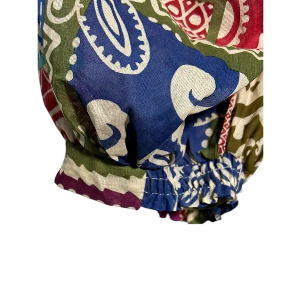 Dress Forum Los Angeles NWOT Multicolor Patchwork Square‎ Neck Puff Sleeve Top - Image 5