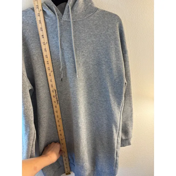 SHEIN Oversized Heather Gray Longline Hoodie Sweatshirt XL - Image 3