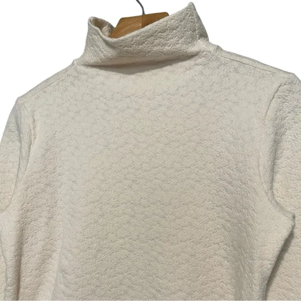 Roller Rabbit Women’s Size S Cream Textured Mock Neck Ruched Sides Shirt Top - Image 2