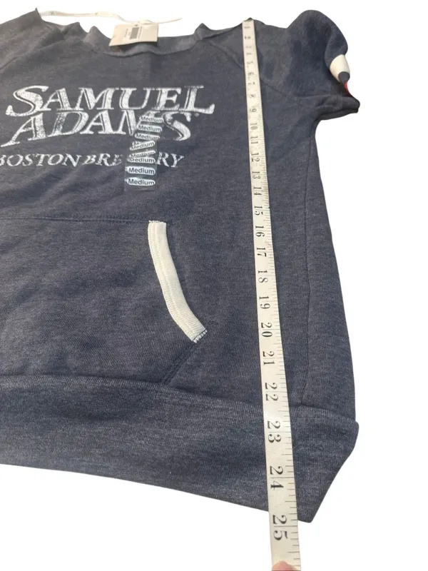 Samuel Adams Boston Brewery off-the-shoulder sweatshirt Heather Blue Sz M NWT - Image 6
