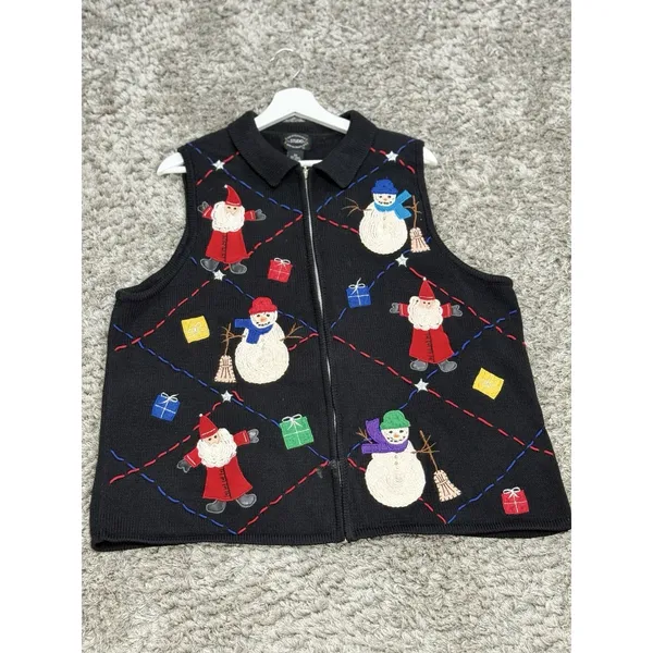 Vtg Designer Originals Studio Santa Ugly Sweater Vest 90’s Christmas Size 2X - Image 3