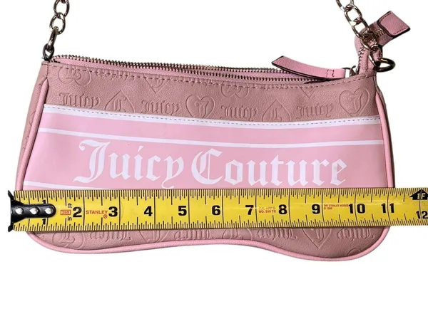 Juicy Couture Shoulder Bag Womens Embossed Heart Leather Purse Y2K Retro - Image 3