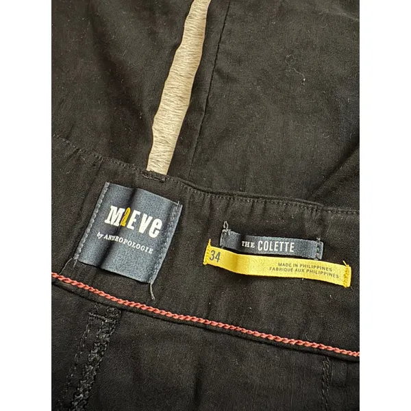 MAEVE Colette Black Linen Blend Stretch Wide Leg Pants size 34 - Image 3