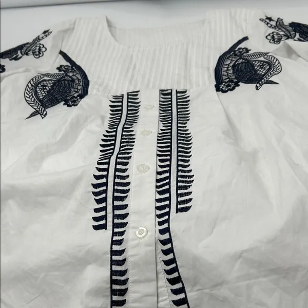 Embroidered White and Black Mini Dress - Image 9