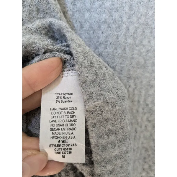 Altar'd State Women's V Neck Sweater Balloon Sleeves Gray Size M Pullover - Image 5