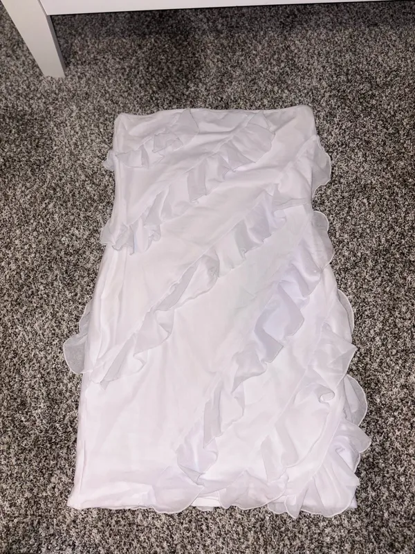 Strapless White Ruffle Mini Dress Size L - Image 2