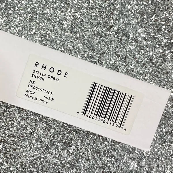 Rhode Stella Maxi Dress Silver Metallic Gown‎ Slit - Image 8